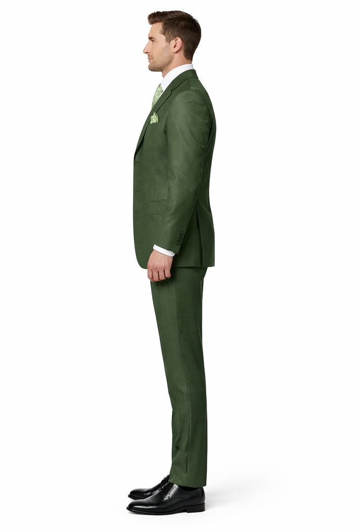 Men's Double Vents 3 Button Olive Green Cheap Priced Business Suits Clearance Sale