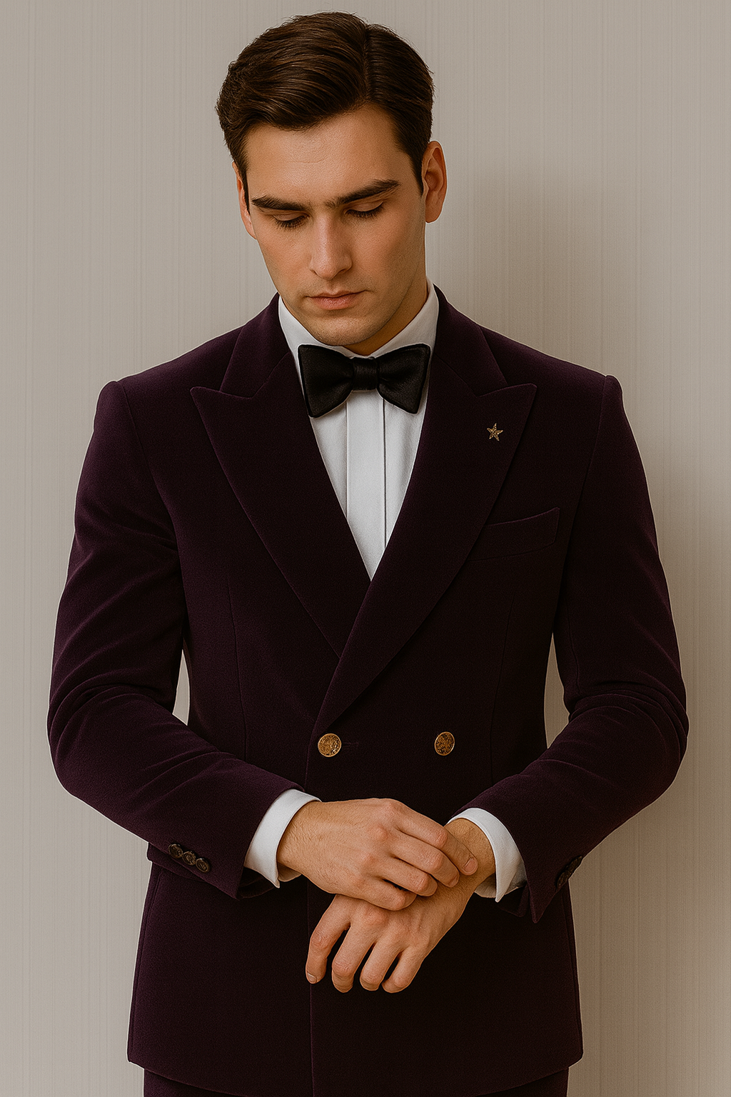 Mens Velvet Suit - Slim Fit Double Breasted Suit Blazer and Pants - Green