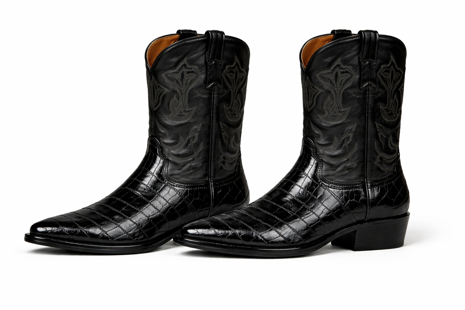 Mens Eel Cowboy Boot - "Black" Boot