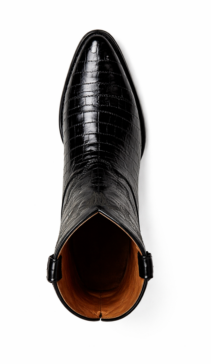 Mens Eel Cowboy Boot - "Black" Boot