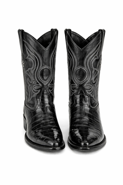 Mens Eel Cowboy Boot - "Black" Boot