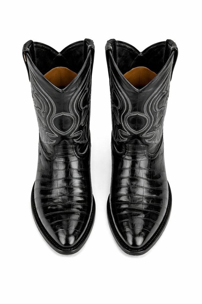 Mens Eel Cowboy Boot - "Black" Boot