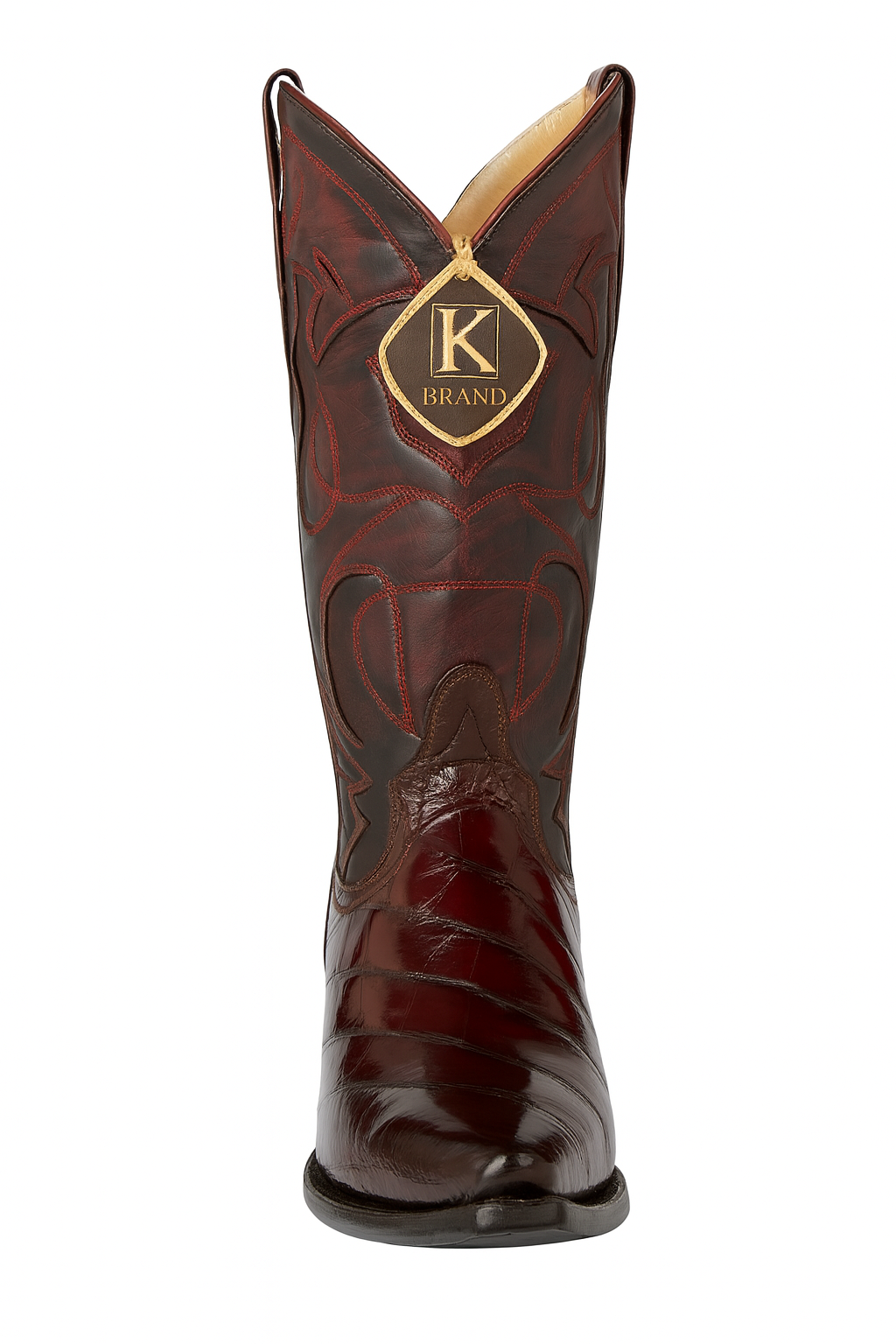 Mens Eel Cowboy Boot - "Burgundy" Boot