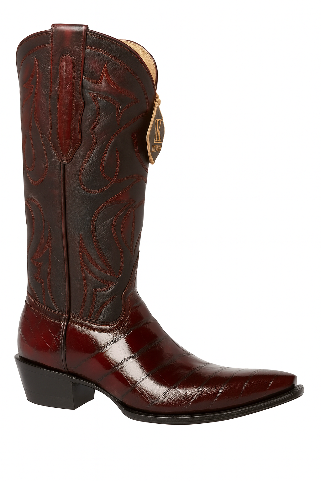 Mens Eel Cowboy Boot - "Burgundy" Boot