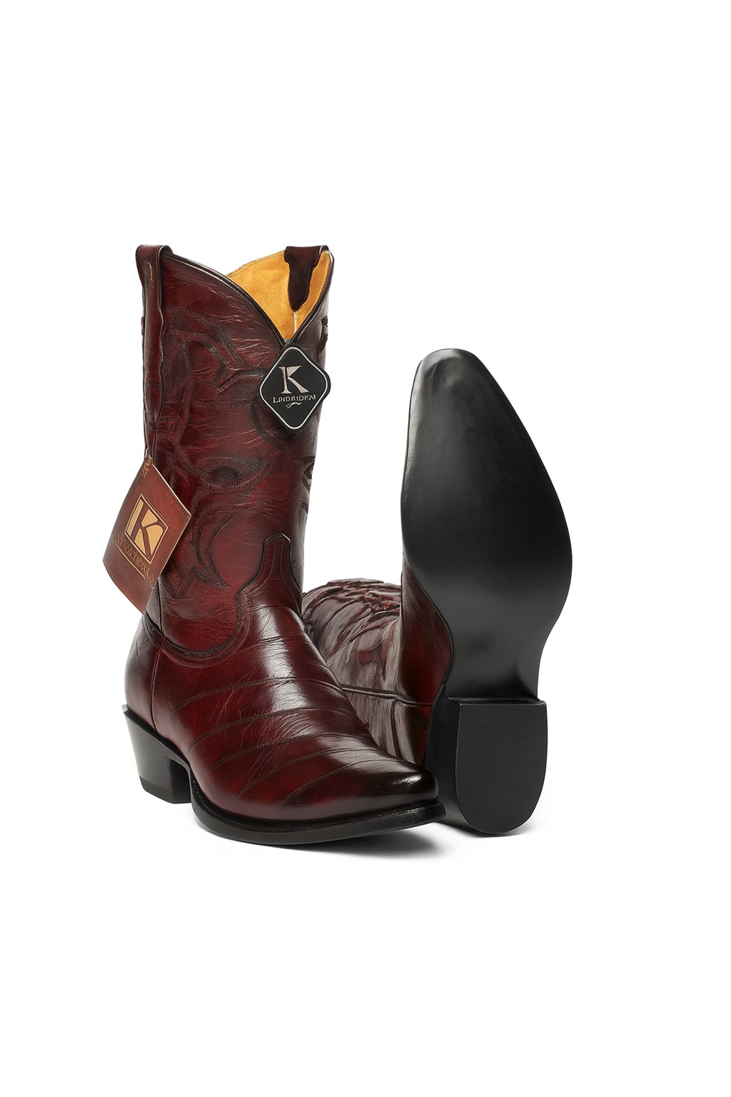 Mens Eel Cowboy Boot - "Burgundy" Boot
