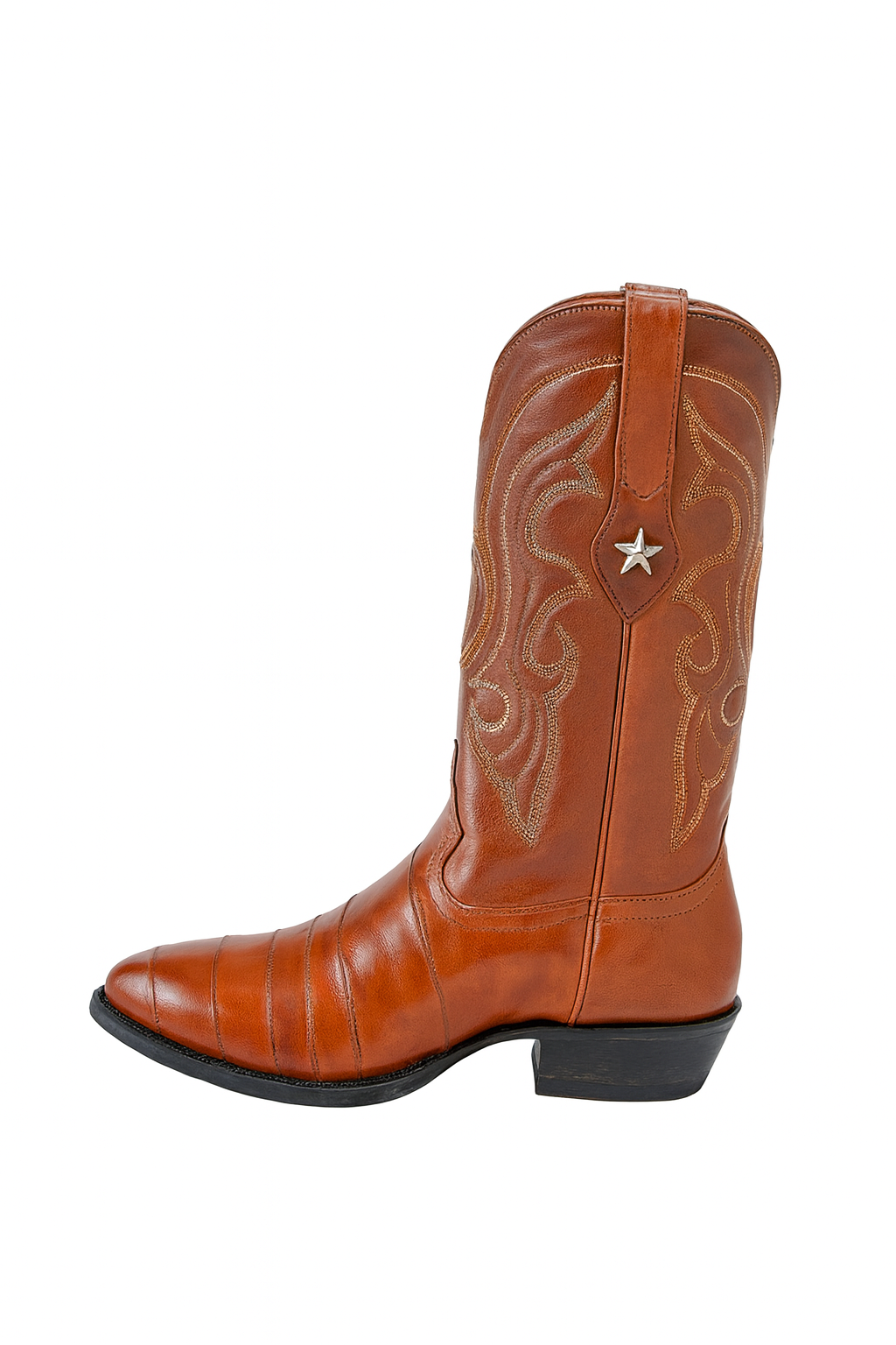 Mens Eel Cowboy Boot - "Cognac" Boot