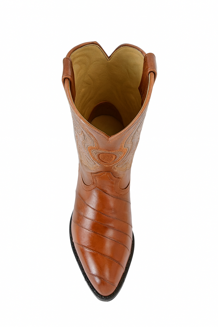 Mens Eel Cowboy Boot - "Cognac" Boot