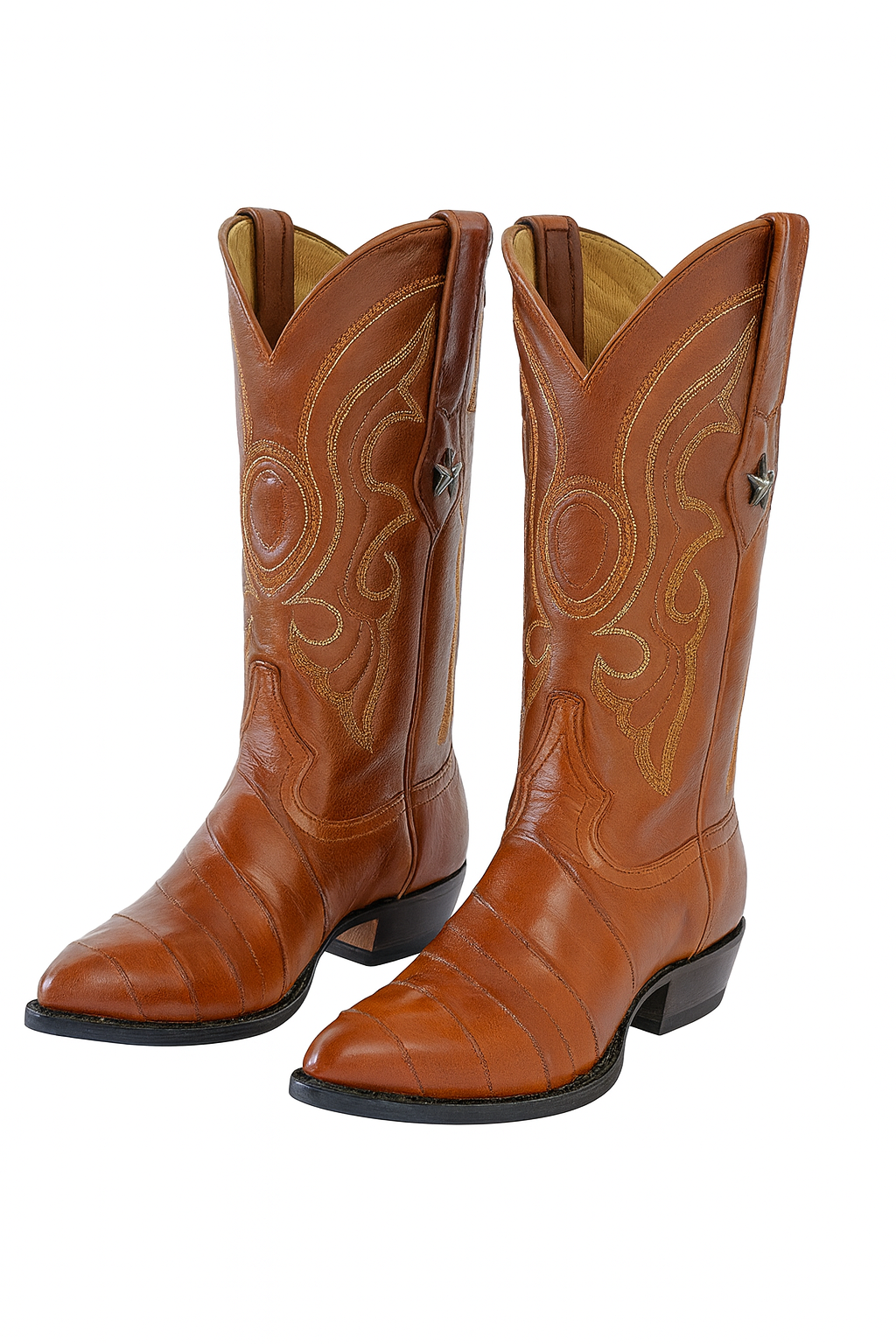 Mens Eel Cowboy Boot - "Cognac" Boot