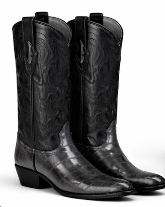 Mens Eel Cowboy Boot - "Grey" Boot