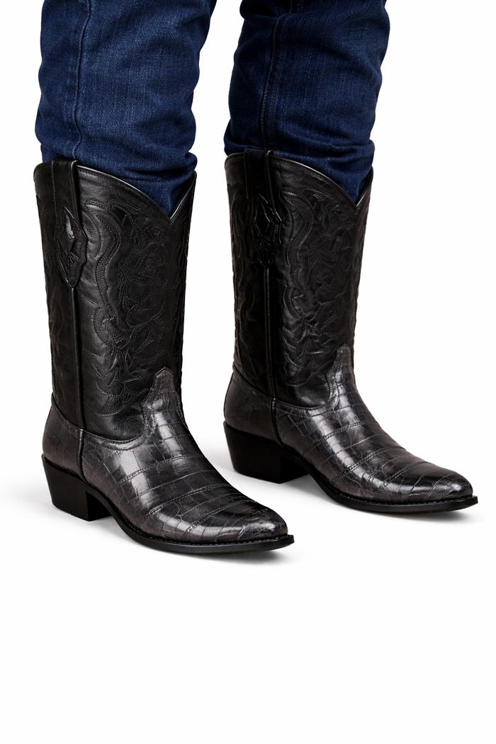 Mens Eel Cowboy Boot - "Grey" Boot