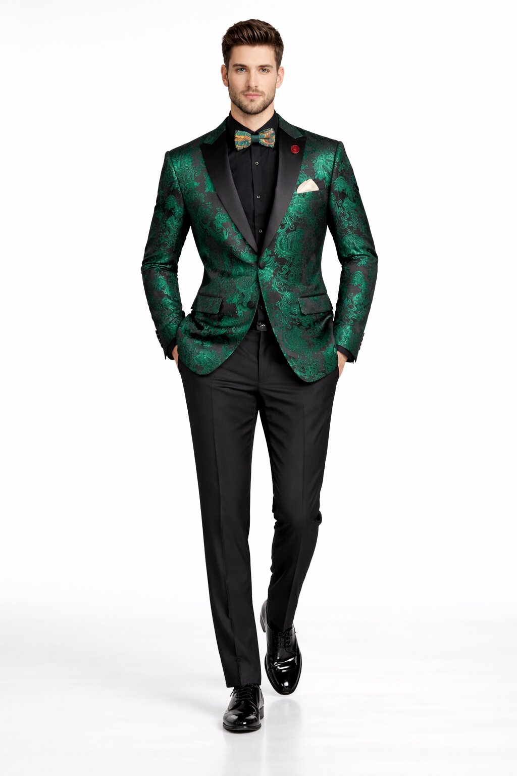 black suit with emerald green dress Trim Fit 3 Piece Suit Black – Wedding Shoppe main image 1