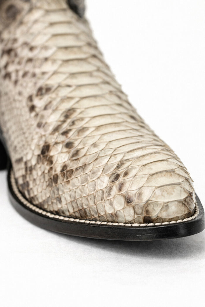 Python Skin Yellow Gold J Toe Boots for Men