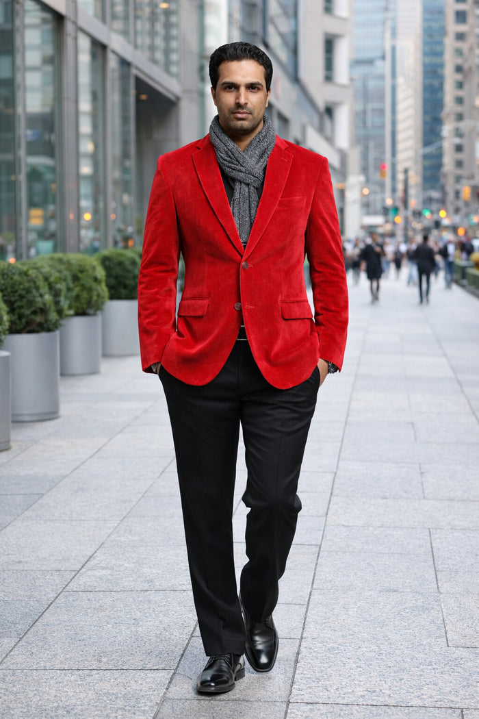 Men's 2 button Notch Collar Cheap Priced Designer Fashion Dress For Men On Sale Fully Lined Velvet ~ Velour Cheap Priced Men's blazer Jacket For Men Red