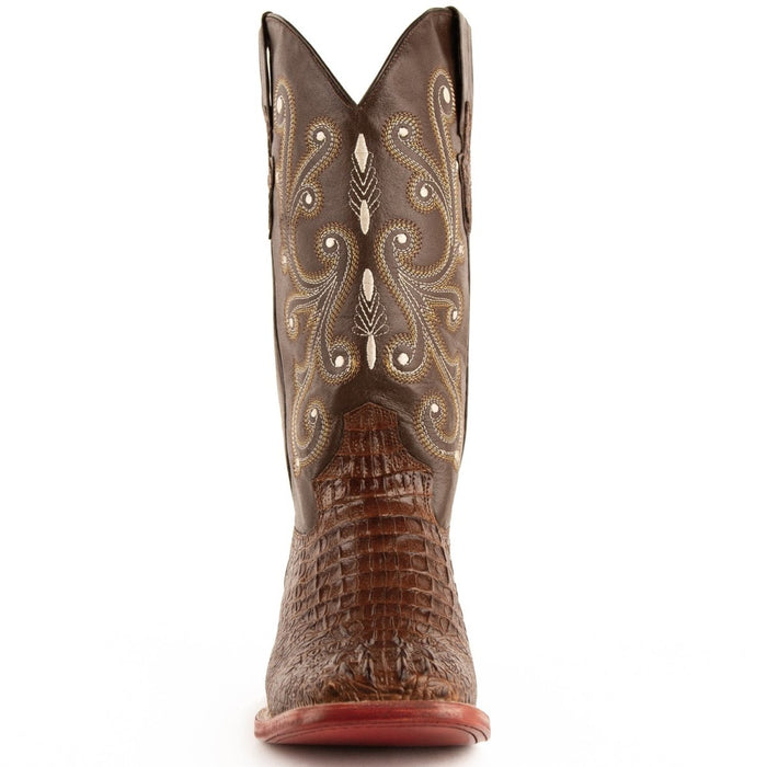 Ferrini Caiman Crocodile Print Boots Handcrafted Rust