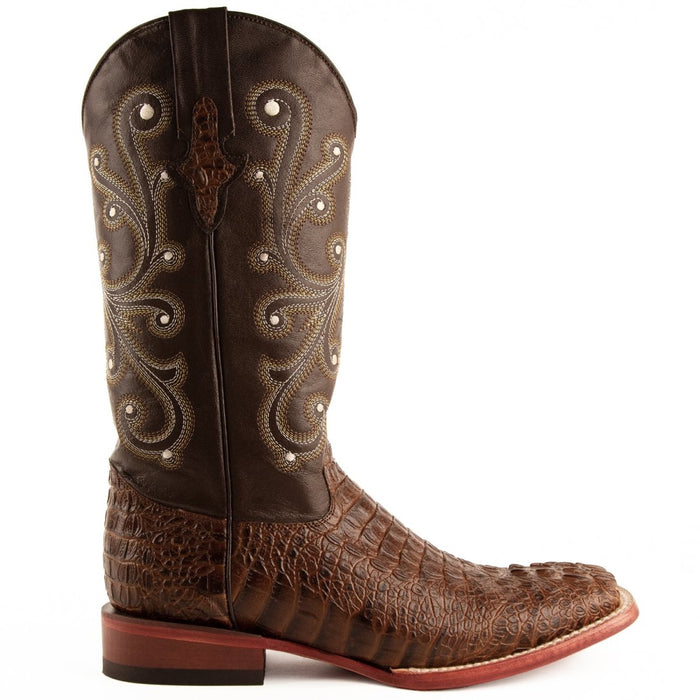 Ferrini Caiman Crocodile Print Boots Handcrafted Rust