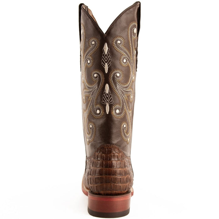 Ferrini Caiman Crocodile Print Boots Handcrafted Rust