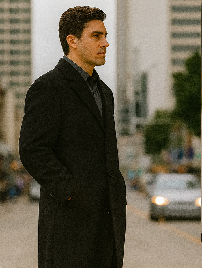 Men's Full Length Long Men's Dress Topcoat - Winter coat in Cashmere Blend