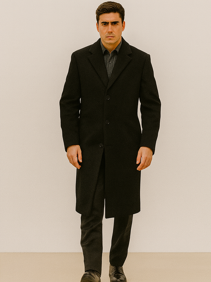 Men's Full Length Long Men's Dress Topcoat - Winter coat in Cashmere Blend
