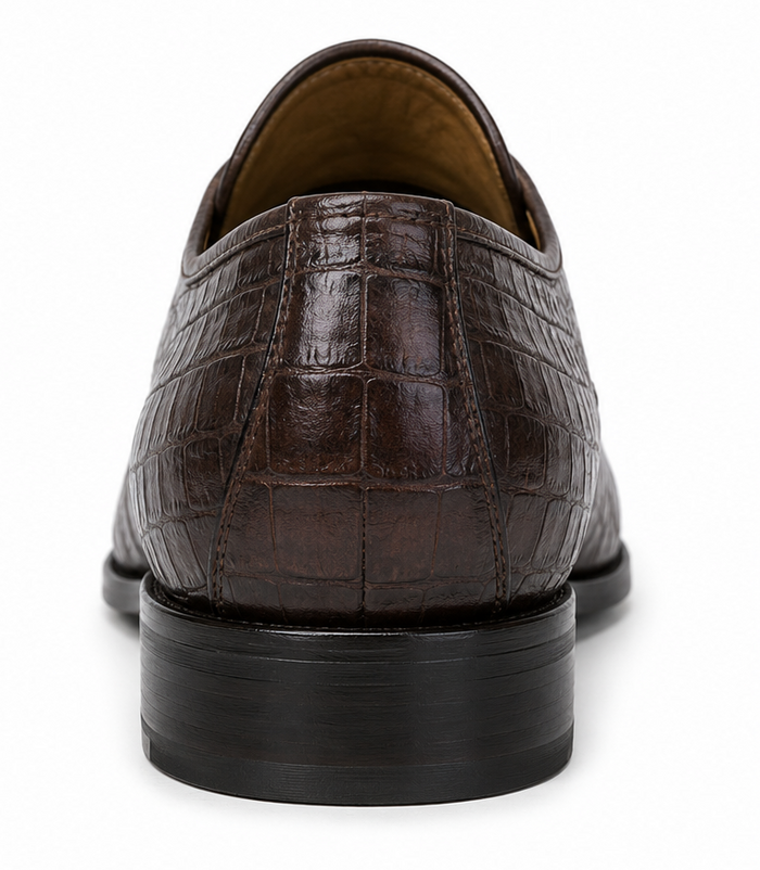 Men's Genuine Crocodile Los Altos Lizard Style Brown Dress Shoes