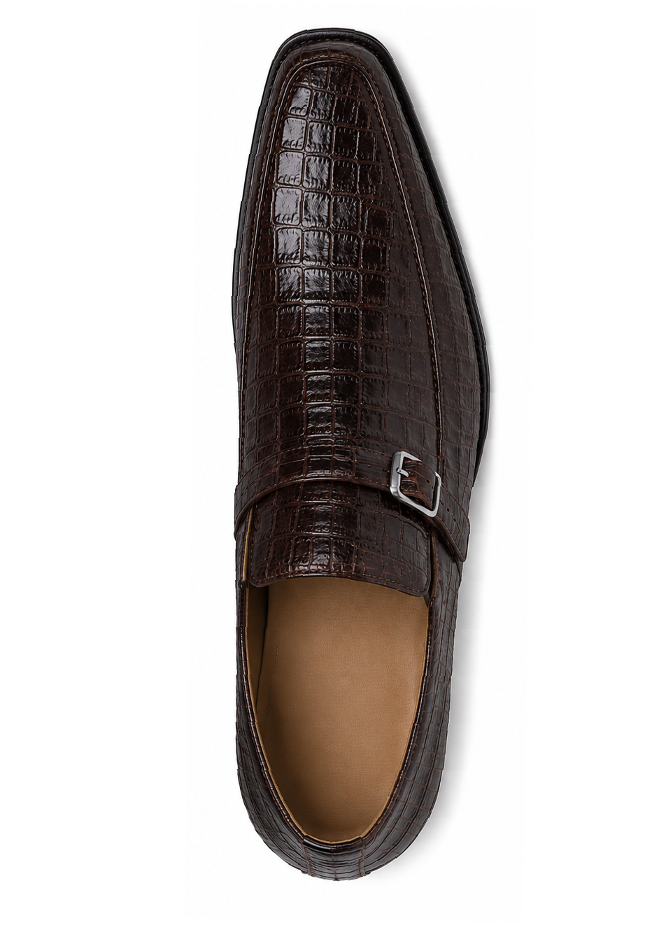 Men's Genuine Crocodile Los Altos Lizard Style Brown Dress Shoes