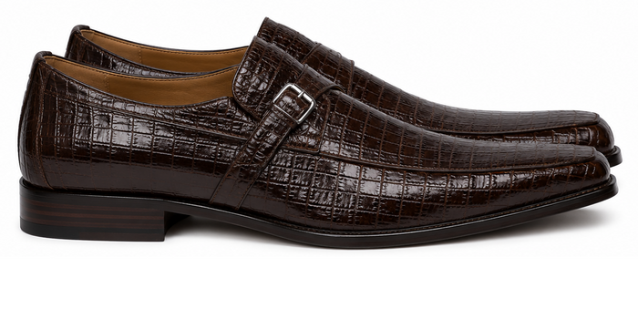 Men's Genuine Crocodile Los Altos Lizard Style Brown Dress Shoes