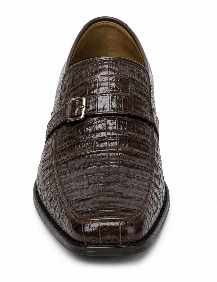 Men's Genuine Crocodile Los Altos Lizard Style Brown Dress Shoes