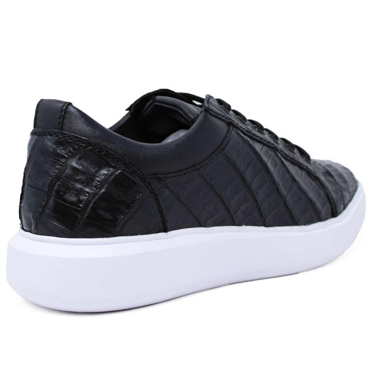 Genuine Caiman Belly Sneakers for Men - Black