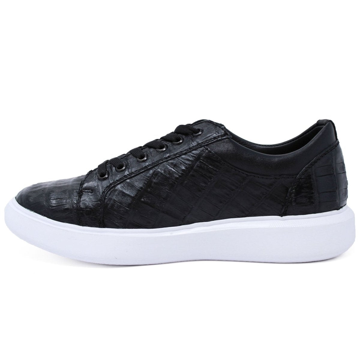 Genuine Caiman Belly Sneakers for Men - Black