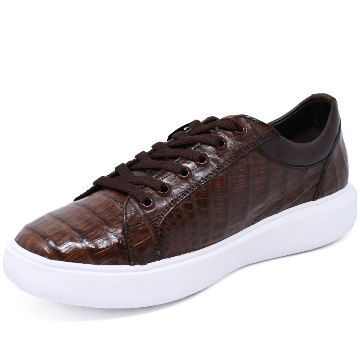 Caiman Belly Skin Brown Sneakers for Men