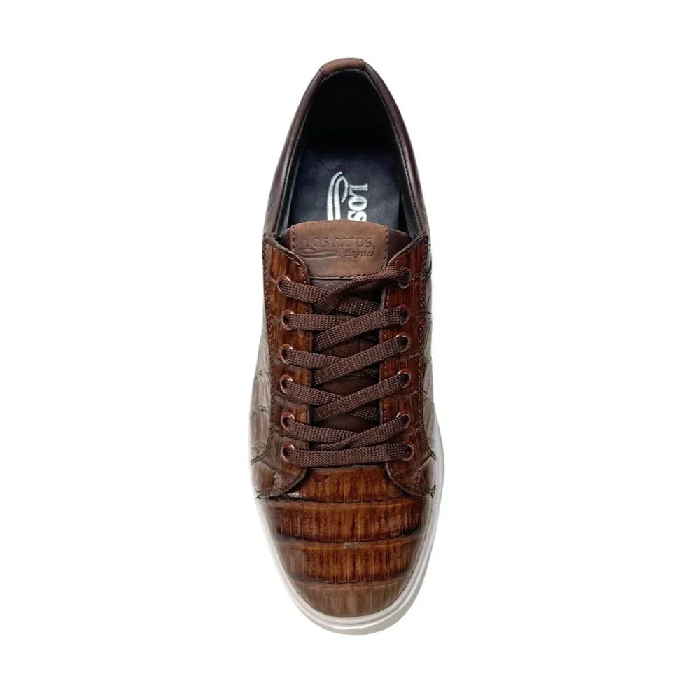 Caiman Belly Skin Brown Sneakers for Men
