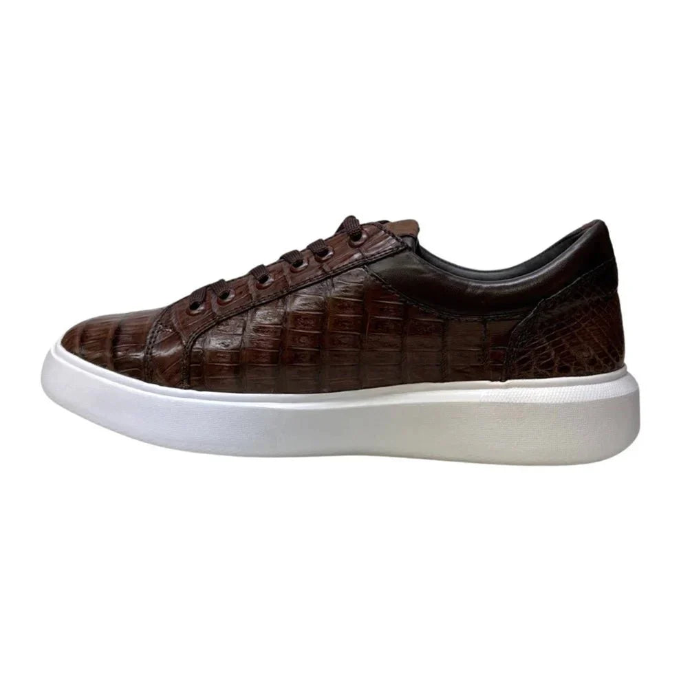 Caiman Belly Skin Brown Sneakers for Men