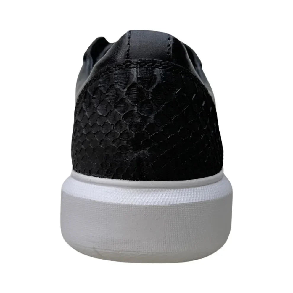 Men's Black Python Skin Low Top Sneakers