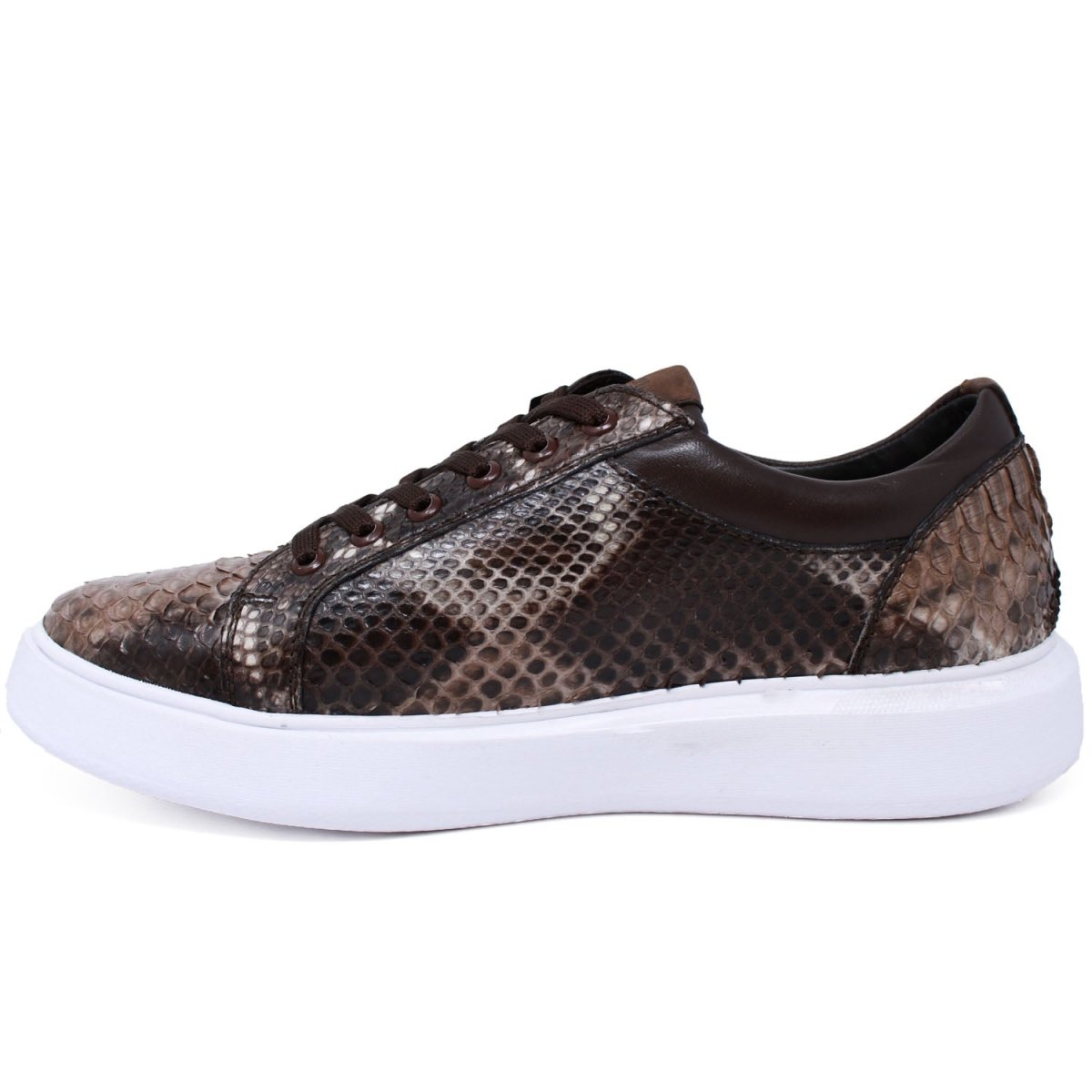 Men's Genuine Python Skin Sneakers Rustic Brown
