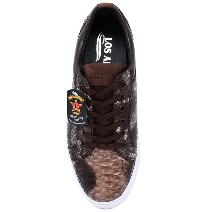 Men's Genuine Python Skin Sneakers Rustic Brown