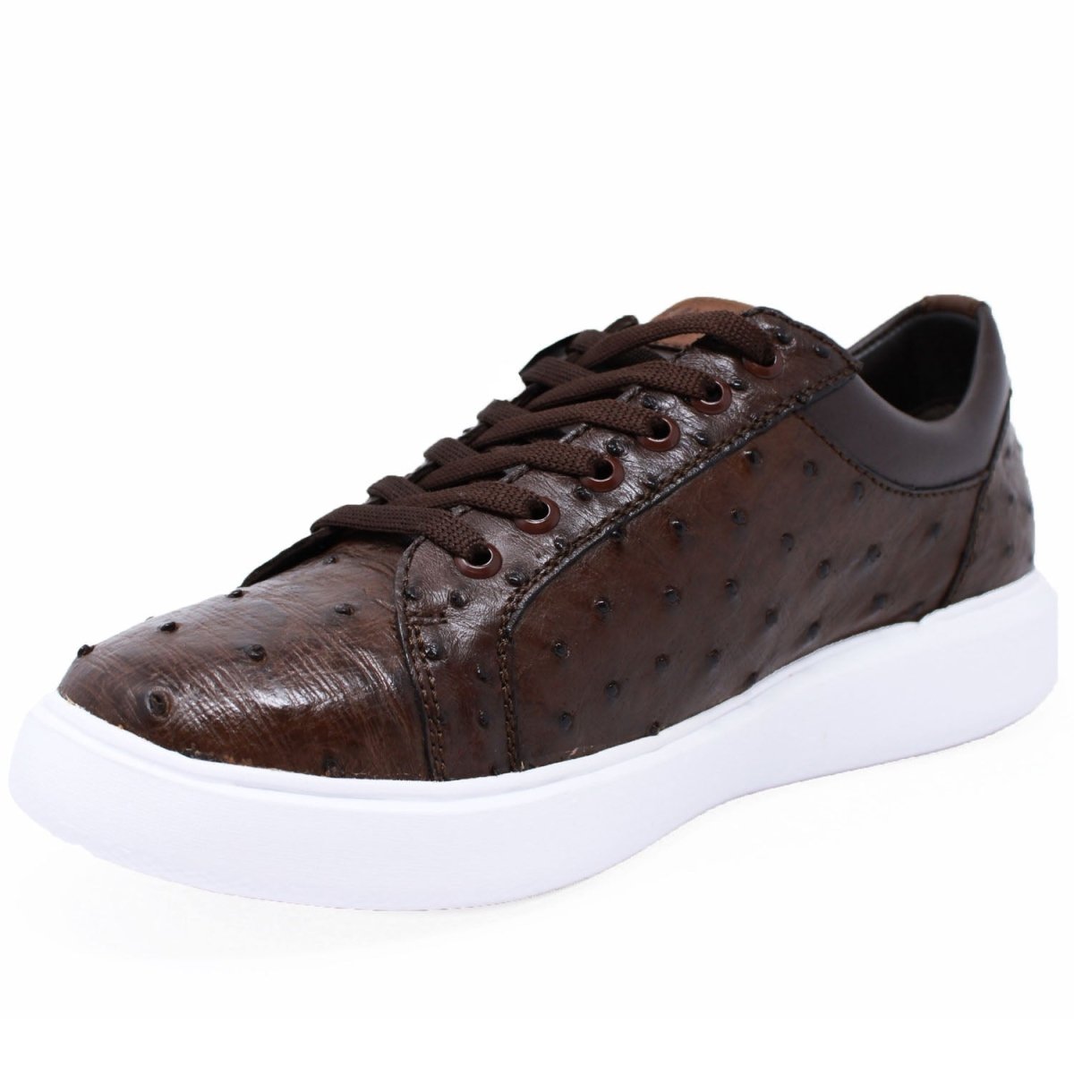 Men's Ostrich Leather Brown Sneakers