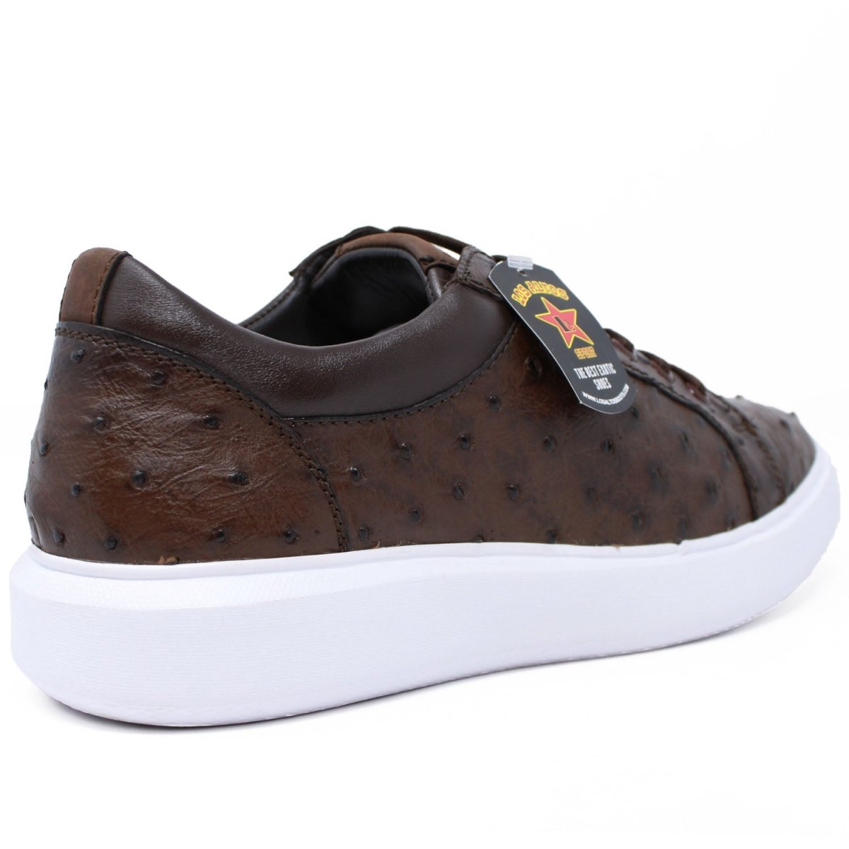 Men's Ostrich Leather Brown Sneakers