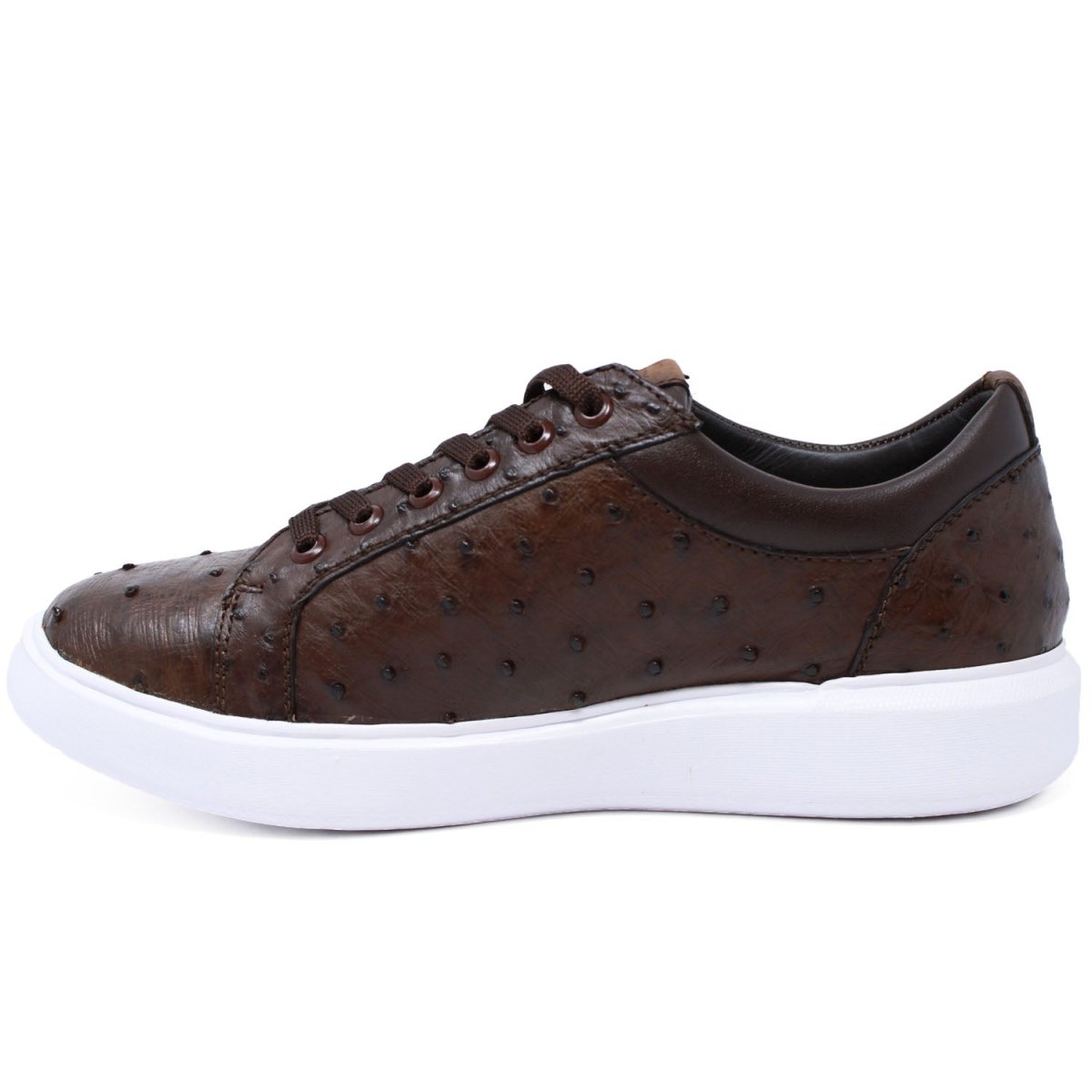 Men's Ostrich Leather Brown Sneakers