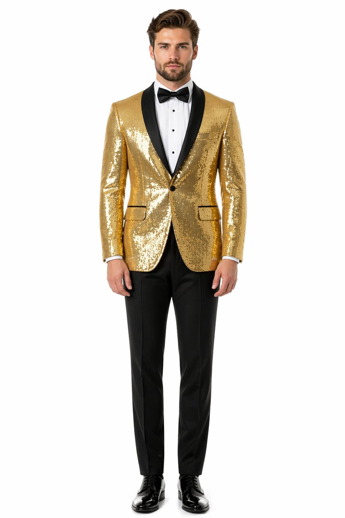 Mens Gold Sequin Tuxedo Blazer
