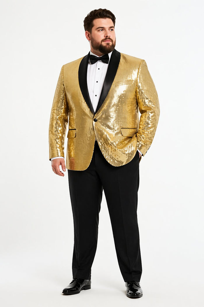 Mens Gold Sequin Tuxedo Blazer