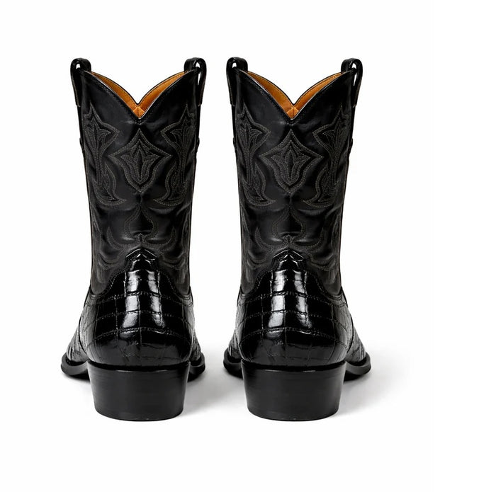 Men's Gray Dress Cowboy Boot Cheap Priced For Sale Online Genunie Eel King Exotic Boots Snip Toe- Botas De Anguila