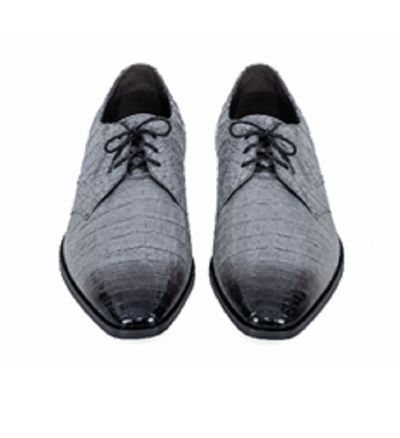 Men's Gray Genuine Crocodile Los Altos Oxfords Style Dress Shoes