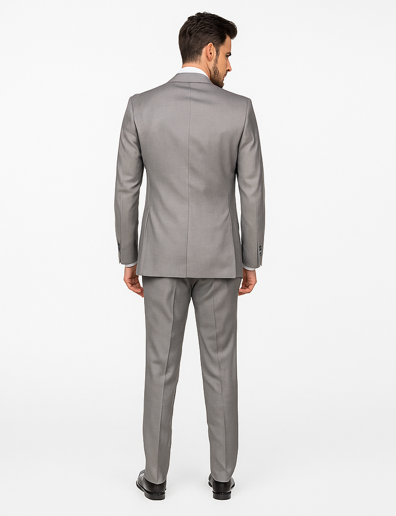 Men’s Gray Slim Fit 3-Piece Suit by Rossiman - With Vest & Tailored Trousers – Italian-Inspired Modern Elegance
