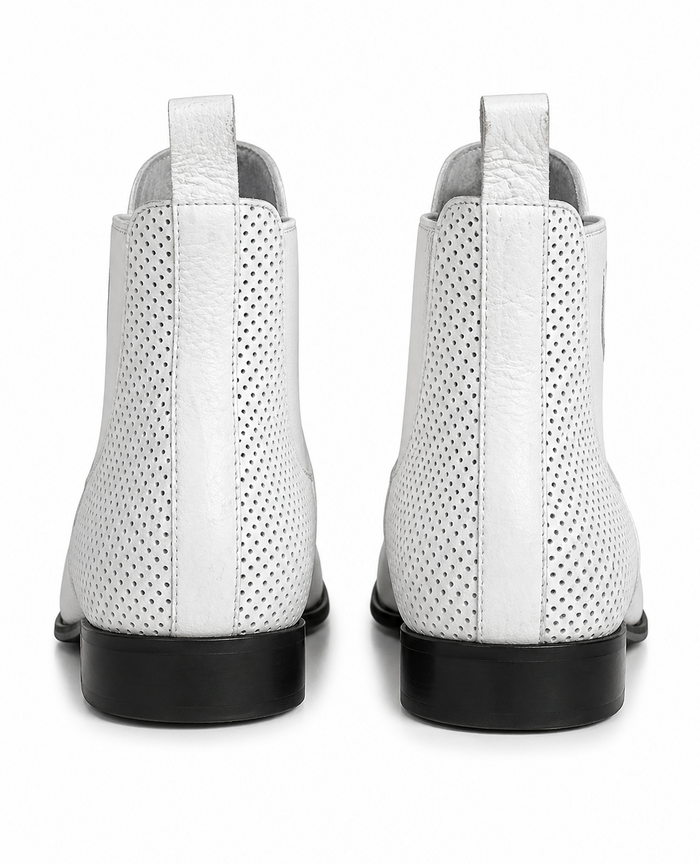 Men's Handcrafted White Vestigium Genuine Catshark Chelsea Boots