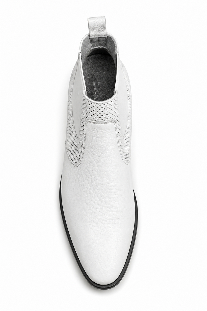 Men's Handcrafted White Vestigium Genuine Catshark Chelsea Boots