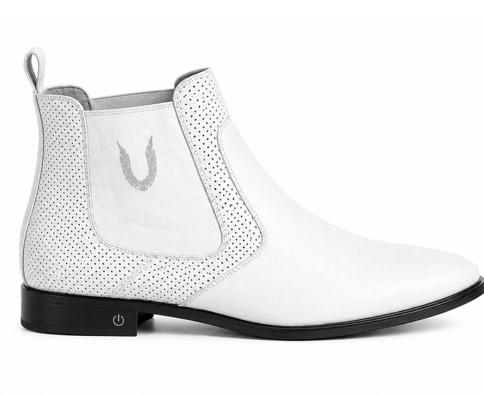 Men's Handcrafted White Vestigium Genuine Catshark Chelsea Boots