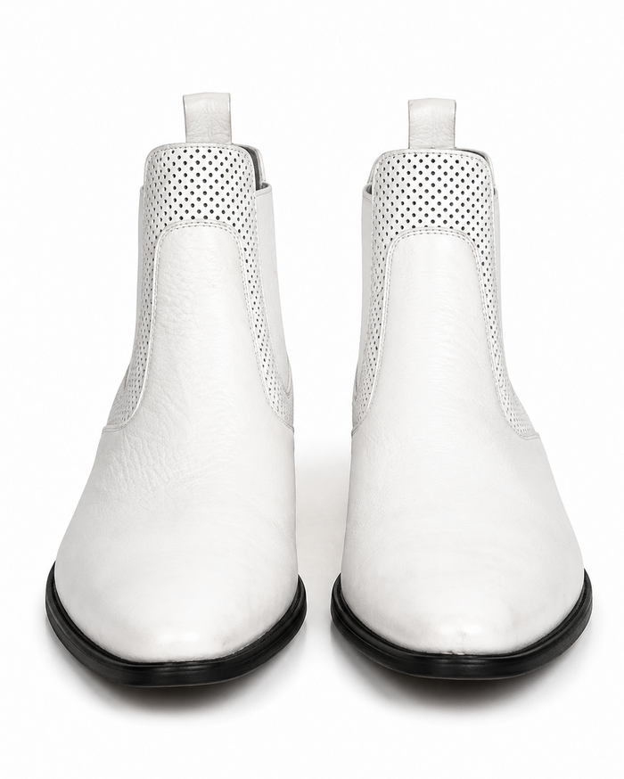 Men's Handcrafted White Vestigium Genuine Catshark Chelsea Boots
