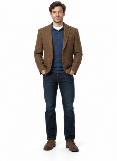 Mens Harris Tweed Jacket in Rust