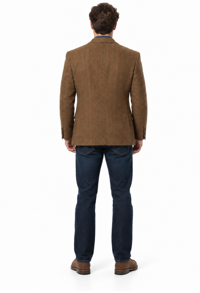 Mens Harris Tweed Jacket in Rust