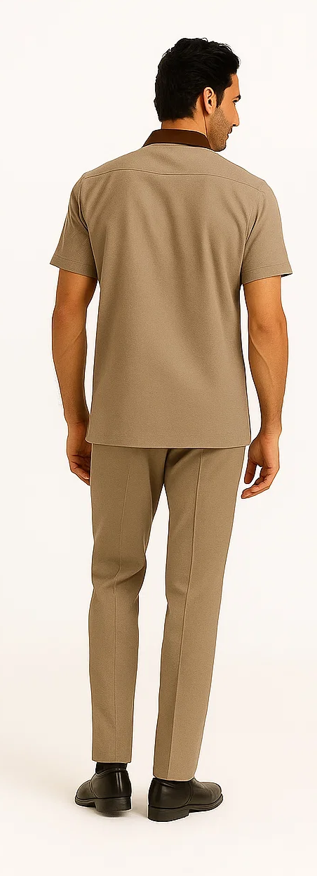 Men’s Houndstooth Walking Suit by Dreams by Zacchi – 2 Piece Lei sure Set in brown/tan- $99