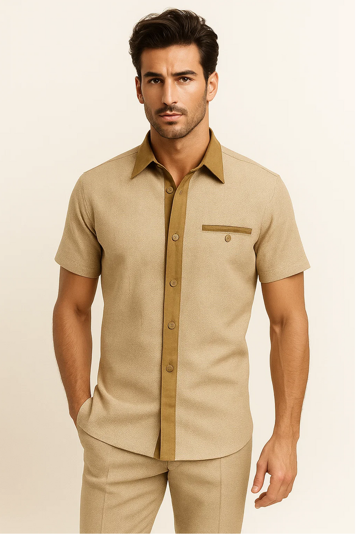 Camel Houndstooth 2-Piece Walking Suit by Zacchi